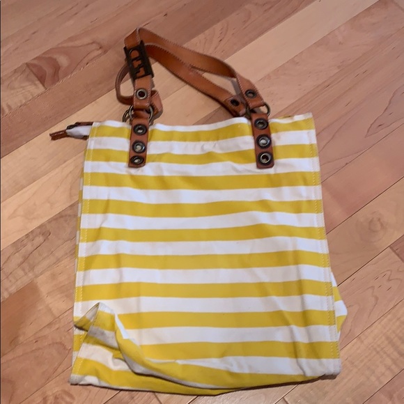 Fornarina yellow white stripes shoulder bag - Picture 1 of 5